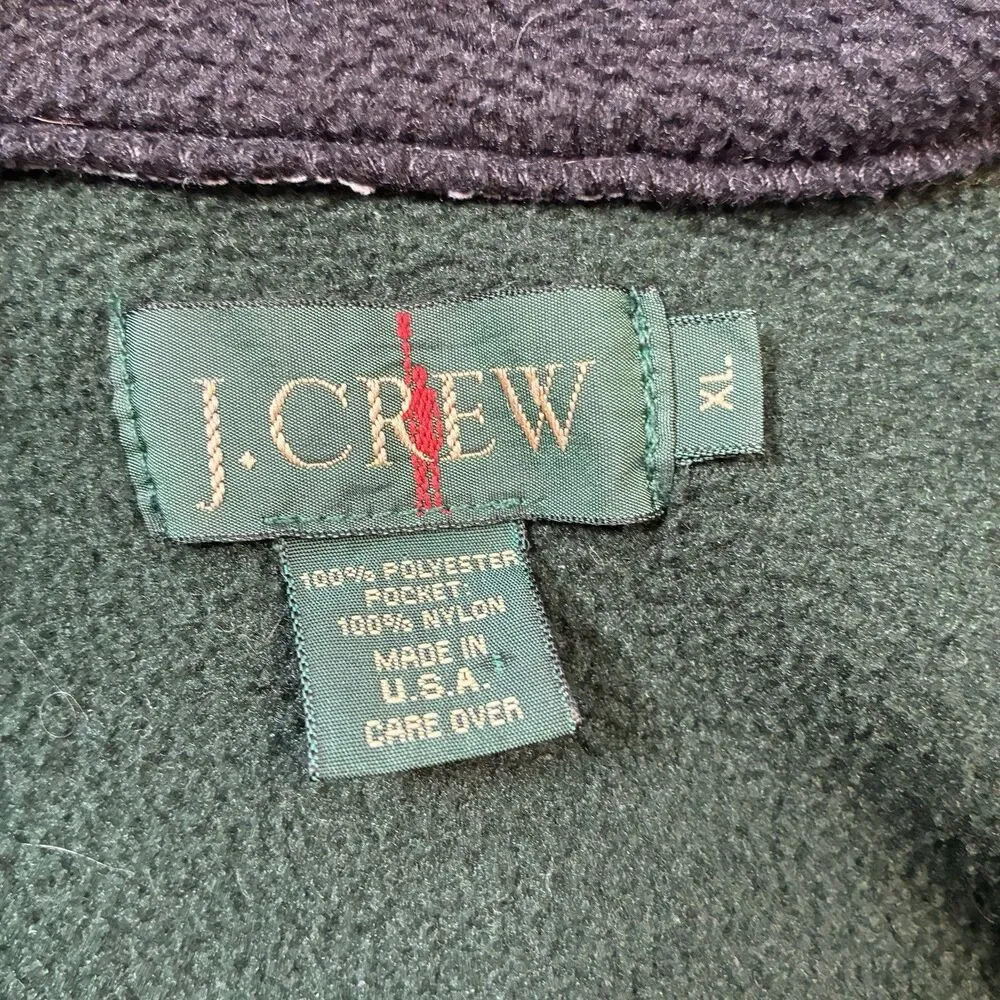 Vintage J Crew Oarsman Fleece Quarter Zip Jacket Mens XL Green Sport Pullover
